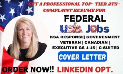 I will write a top tier federal resume for USA jobs ATS resume and executive roles