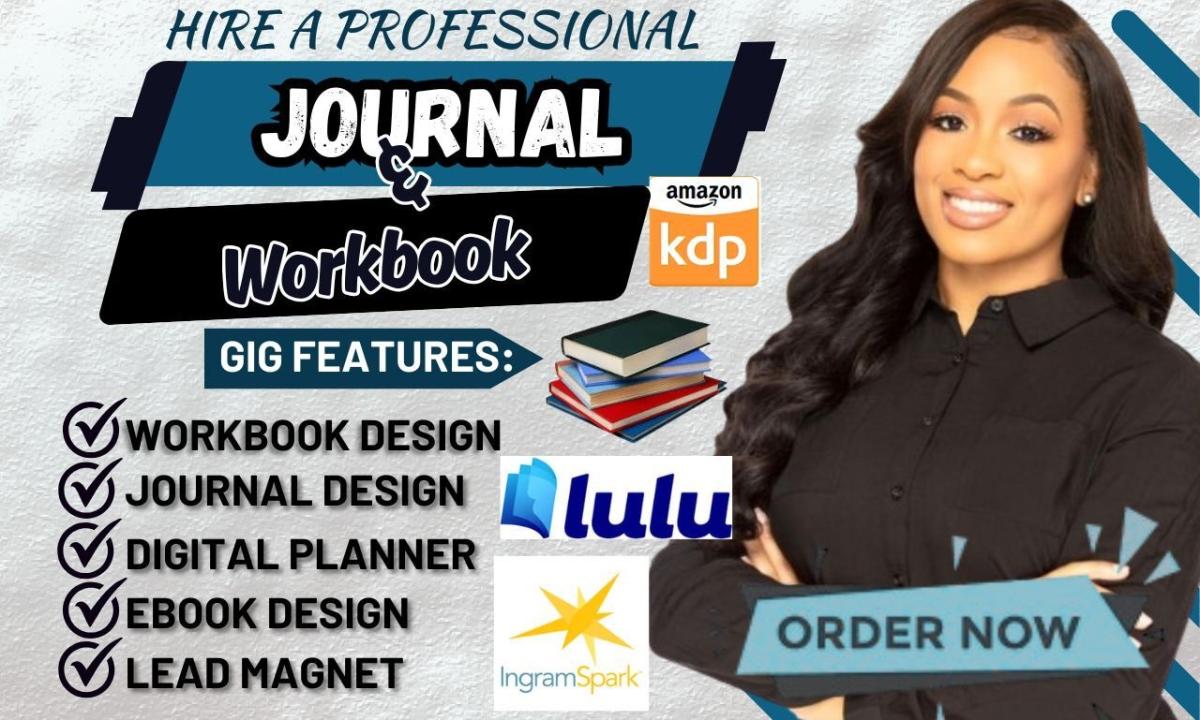 I will design workbook, journal design, digital planner digital journal create workbook