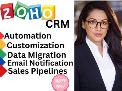 I will do automation, sale pipelines, notification SMS import export data in Zoho CRM