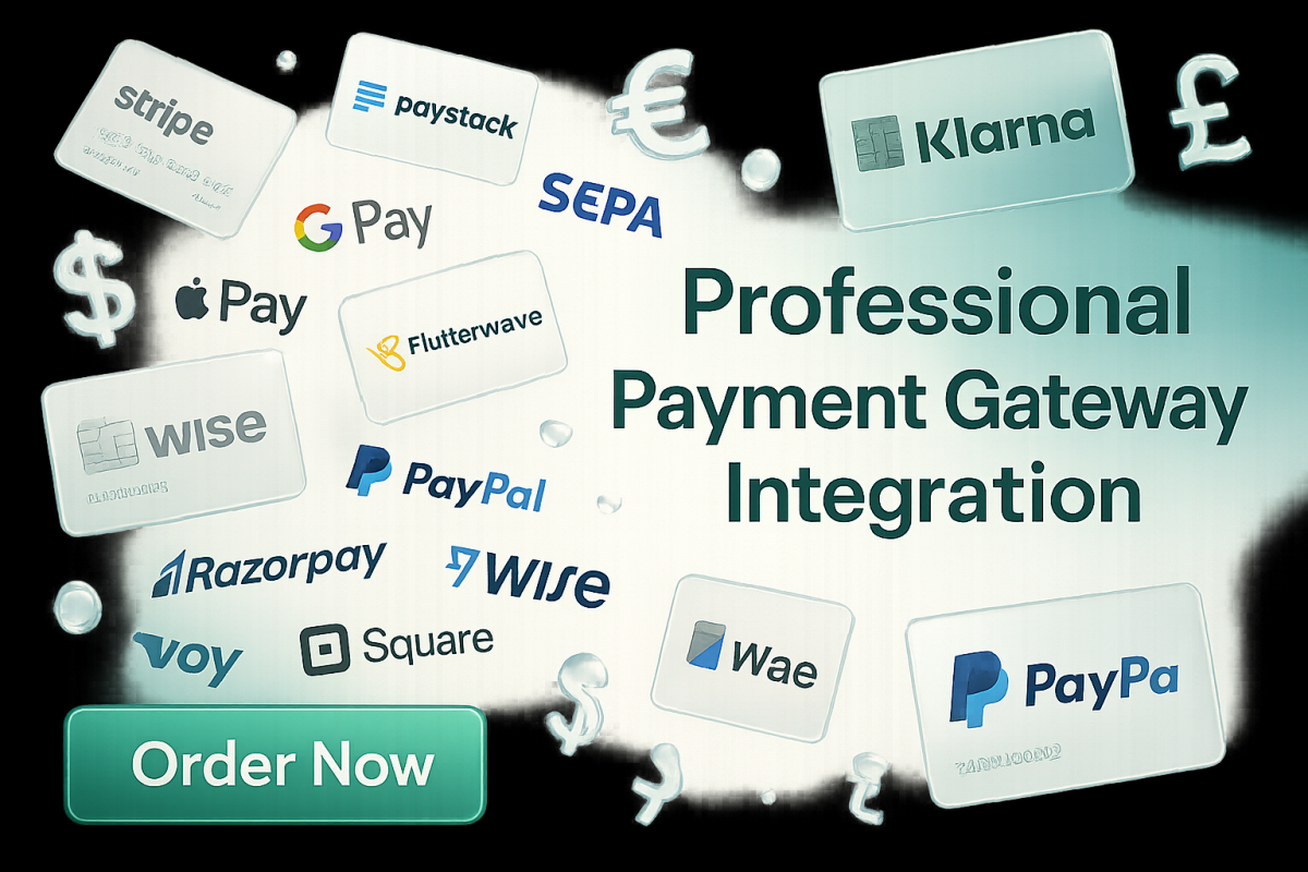 I will integrate Stripe, Google Pay, Apple Pay, Klarna, SEPA, Paystack payment gateways