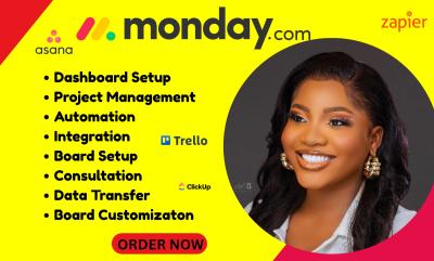 I will setup workflow automation Monday.com Trello Asana ClickUp GHL CRM integration