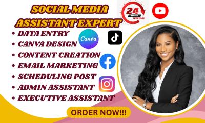 I Will Be Your Social Media Manager, Canva Designer, and Personal Executive Virtual Assistant