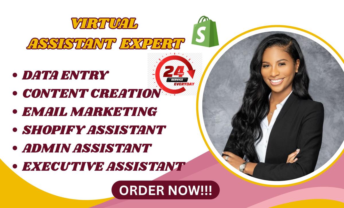 I Will Be Your Personal Executive Virtual Administrative Shopify Assistant for Data Entry