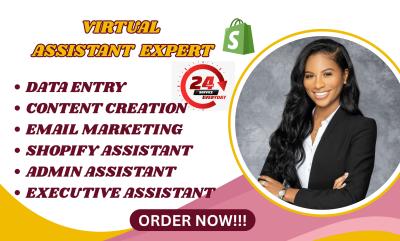 I Will Be Your Personal Executive Virtual Administrative Shopify Assistant for Data Entry