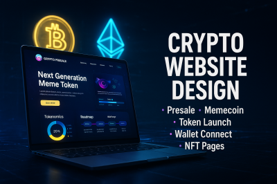 I will create a crypto presale website, crypto exchange website, memecoin website, and crypto sport website