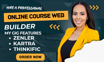 I will build Zenler Kajabi Podia Thinkific Online Course Website Setup & Sales Funnel