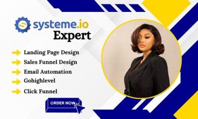 I will create sales funnel in ClickFunnels, Systeme.io, GoHighLevel, Landing Page