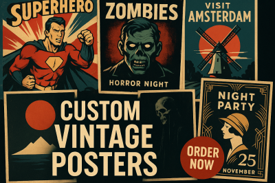 Retro Vintage Comic Poster Event Horror Movie Wall Art Deco