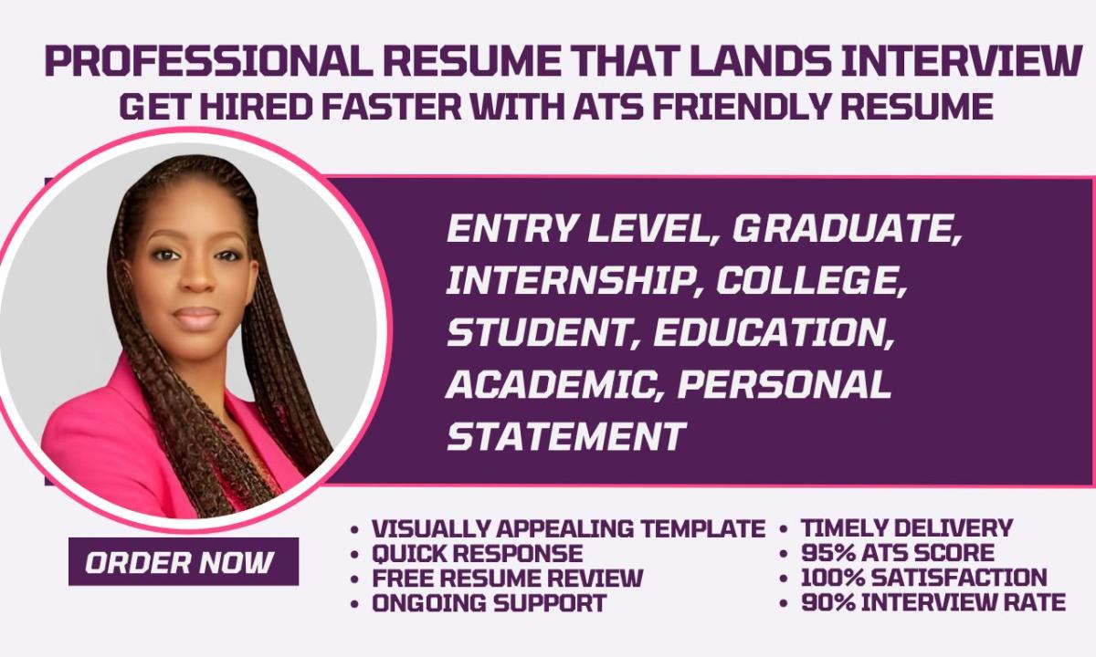I will write entry level, graduate, student, college, educator, tutor resume