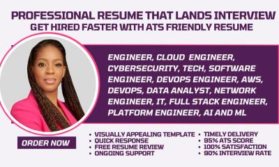 I will write Cloud Engineer, Software Engineer, Data Analyst, DevOps, AWS, Azure Resume