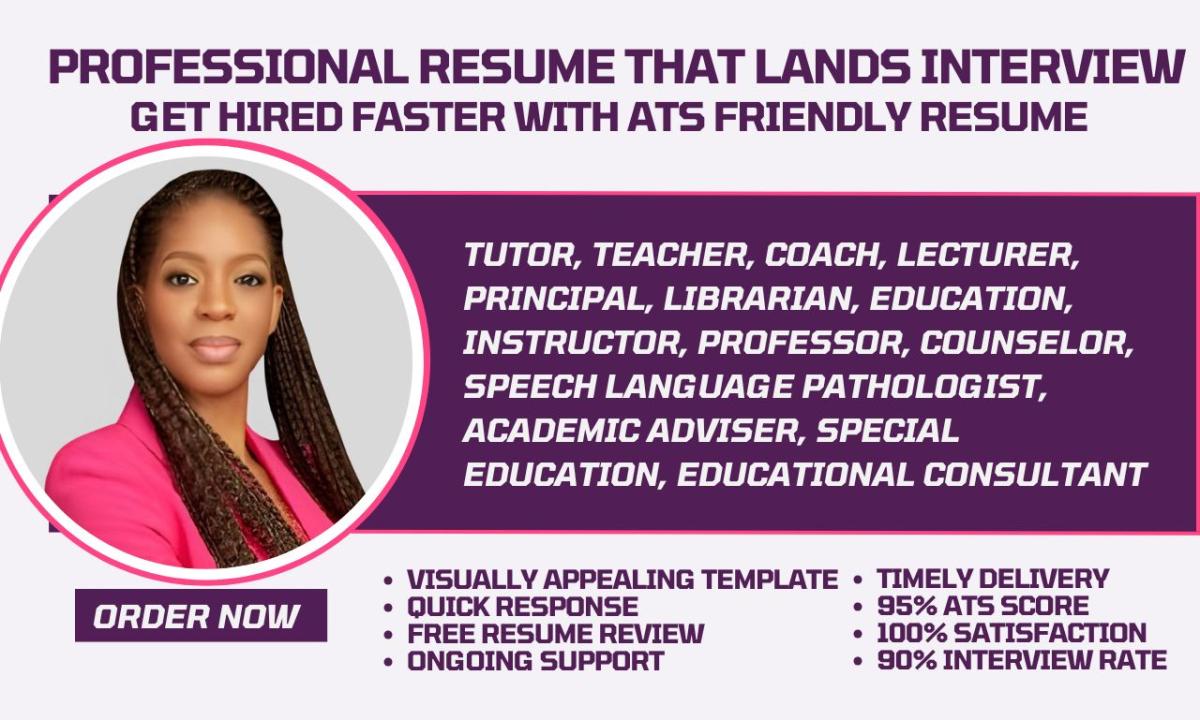 I will write a 24 hour professional education resume for professor, teacher, and lecturer