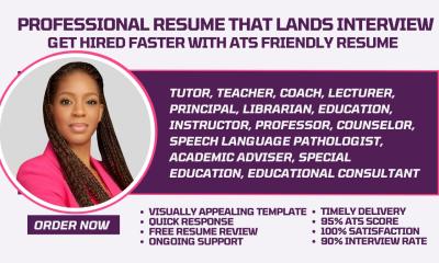 I will write a 24 hour professional education resume for professor, teacher, and lecturer