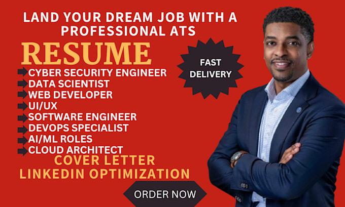 I will write professional resume for IT, cybersecurity, software engineer, tech sales