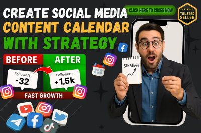 I will create 30 days Instagram & TikTok content calendar with strategy to grow brand