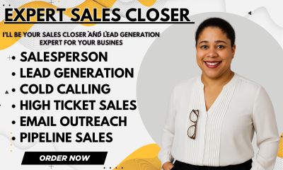 I will sales closer salesperson telemarketing virtual assistance b2b lead generation
