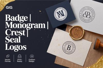 I will design clean, circle, monogram, stamp, seal, crest badge emblem logo seal design