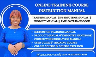 I Will Create Instruction Training Manual, Product Manual, Employee Handbook, Workbook
