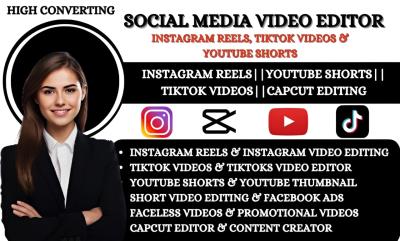 I will do video editing for Instagram Reels, Ads, YouTube Shorts, TikTok Video Editor