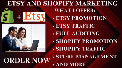 I will do etsy and shopify promotion boost sales SEO traffic to any ecommerce website