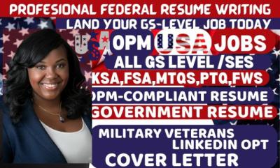 I will write a professional federal resume for USA jobs executive resume cover letter