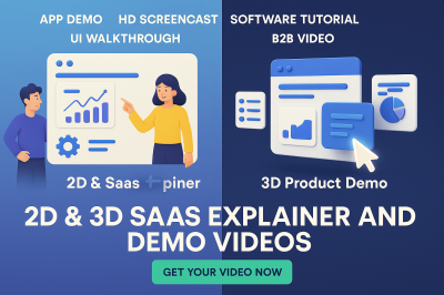 I will create 2D & 3D SaaS Explainer App Demo HD Screencast Product Demo B2B Video