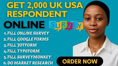 I will fill your Online SurveyMonkey, Google Forms, and Polls with 2000 USA Respondents