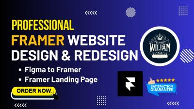 I will design Framer website Figma to Framer, Framer to Webflow, and Landing Pages with CMS