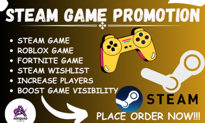 I will promote and advertise Steam game, Roblox game, Fortnite map, and get players for your game