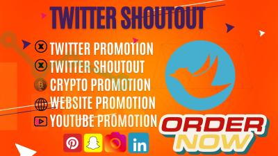 I will do Twitter shoutout and promotion to 1M USA, UK IG, YT, FB crypto audience