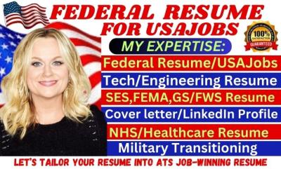 I will do professional resume, federal resume, ATS resume writing, executive resume ECQ