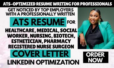 I will write standout healthcare medical grant pharmacist surgeon biotech RN resume CV