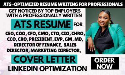 I will write impactful executive resumes for CEOs, CFOs, VPs, General Managers, and Directors