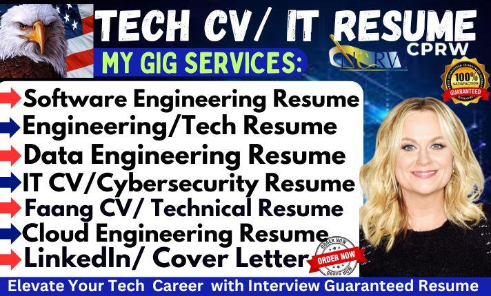 I will do engineering resume, tech resume, software engineer CV, IT resume, ATS resume