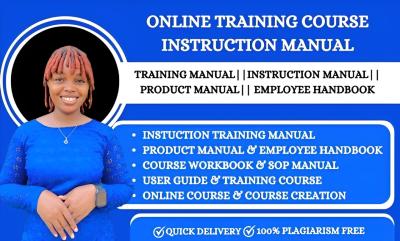I Will Create Instruction Training Manual, Product Manual, Employee Handbook, Workbook