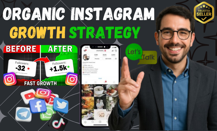I Will Do Super Fast Organic Instagram Growth to Grow Engagement and Followers