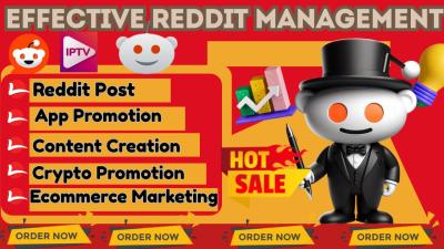 I will do Reddit post IPTV website, crypto, ad x blog, Solana, AI app and product link
