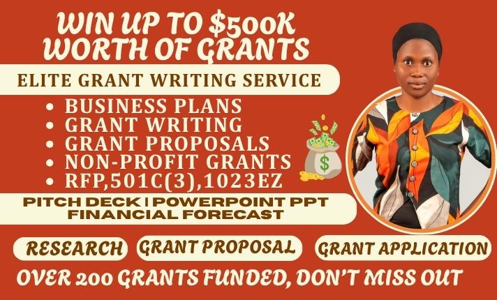 I will do grant research, grant proposal, grant writing, grant application, business plan