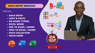 I will do fast and accurate data entry, PDF to Excel or Word, web research