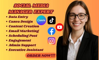 I will be your Social Media Manager Canva Designer & Personal Executive Virtual Assistant