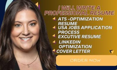 I Will Write Professional Resume, Cover Letter, CV, Executive Resume, and Federal Resume