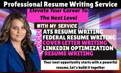 I will write ATS Resume Writing Federal Resume Cover Letter Writing and Resume Writing