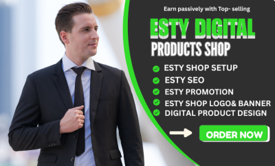 I will create and set up your Etsy shop with digital products and SEO listings
