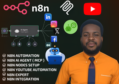 I will build n8n AI agent, n8n YouTube automation, n8n automation, n8n expert, n8n AI