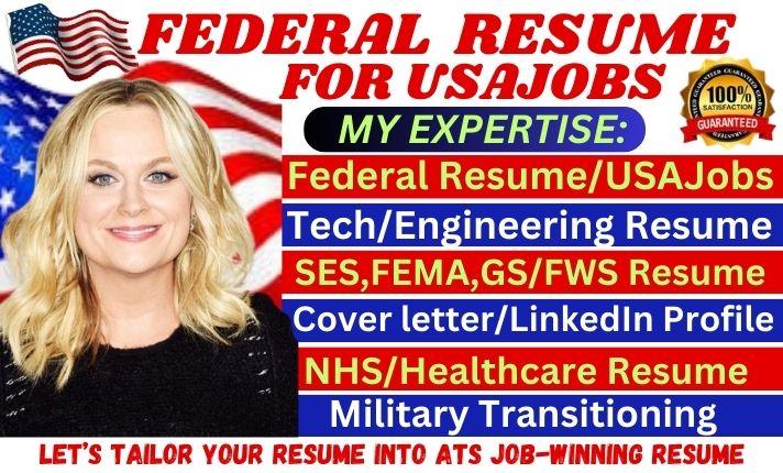 I will do professional resume, federal resume, ATS resume writing, executive resume ECQ