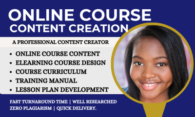 I Will Create Online Course Content, Course Creation, and Course Curriculum on Teachable