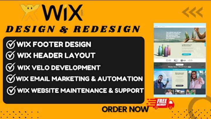 I will Wix Website Design, Footer Design, Header Layout, Velo Development, and Email Marketing