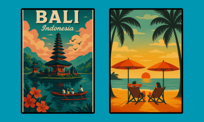 Design Art Deco, Vintage, Retro, Modern Travel Poster or Landscape Illustration
