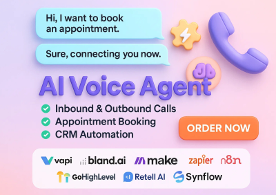 I will AI Voice Calling Agent VAPI Bland GoHighLevel Make COM Book Appointment N8N Grid
