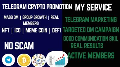 I will send targeted Telegram mass DMs to promote your business or crypto project