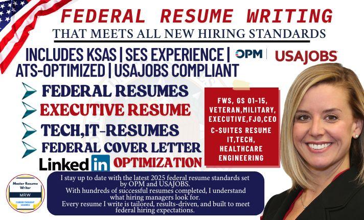 I will write federal resume writing executive resume usajobs ats resume cover letter cv